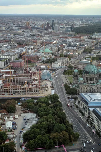 Panorama Panorâmico Berlim Com Torre Rio Spree Pôr Sol Alemanha — Fotografia de Stock