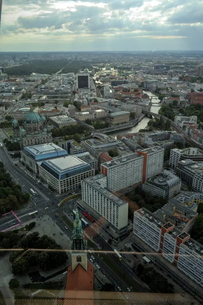 Berlin Skyline Panorama Tower Spree River Sunset Germany — стокове фото