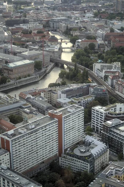 Berlin Skyline Panorama Tower Spree River Sunset Germany — стокове фото