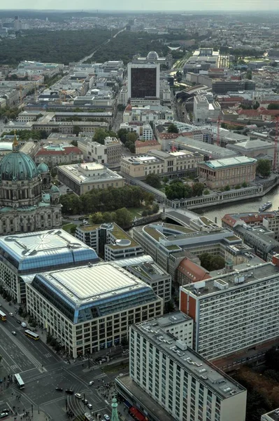 Panorama Skyline Berlino Con Torre Fiume Sprea Tramonto Germania — Foto Stock