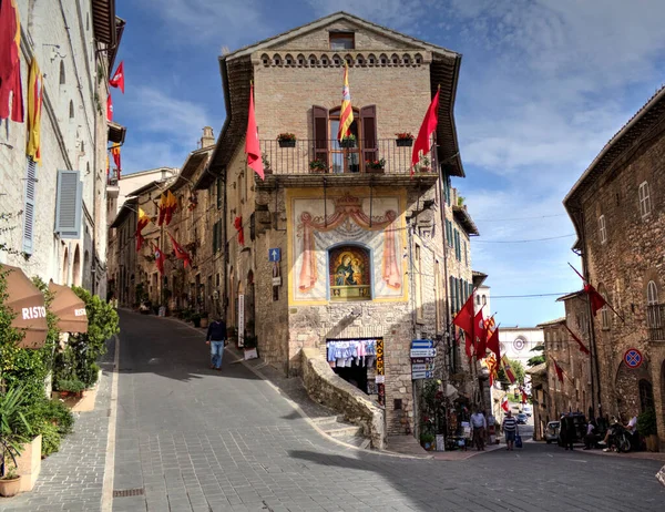 Forntida Gränd Den Historiska Staden Assisi Umbrien Italien — Stockfoto