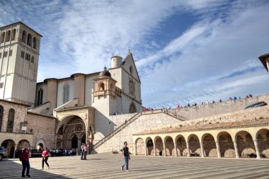 Şehir manzarası Assisi bazilikası ve manastır İtalya klasik retro