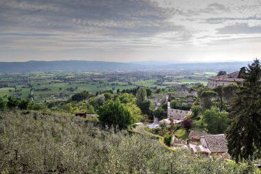 Şehir manzarası Assisi bazilikası ve manastır İtalya klasik retro
