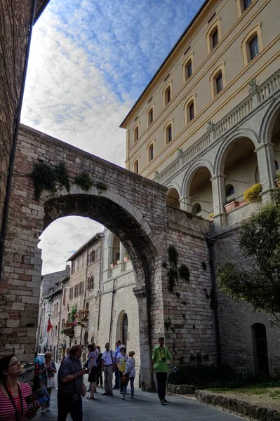 Tarihi Assisi Umbria Talya Antik Bir Ara Sokak — Stok fotoğraf