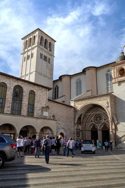 Stadsgezicht Assisi Basiliek Klooster Italië Vintage Retro — Stockfoto