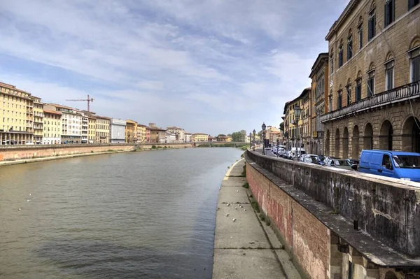 Αεροφωτογραφία Της Μεσαιωνικής Πέτρινης Γέφυρας Ponte Vecchio Πάνω Από Τον — Φωτογραφία Αρχείου