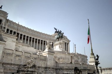 View of the Monument of Victor Emmanuel II at Venezia Squara at sunrise. Rome, Italy