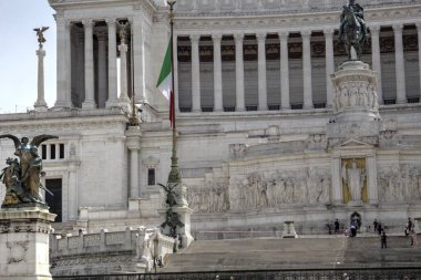View of the Monument of Victor Emmanuel II at Venezia Squara at sunrise. Rome, Italy