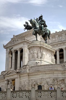 View of the Monument of Victor Emmanuel II at Venezia Squara at sunrise. Rome, Italy