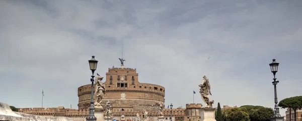 Castle Holy Angel Mausoleum Hadrian Castel Santangelo Towering Cylindrical Building — стоковое фото