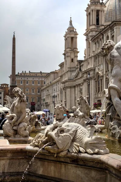 Rome Beautiful Piazza Navona Italy Retro Vintage Antique — 스톡 사진