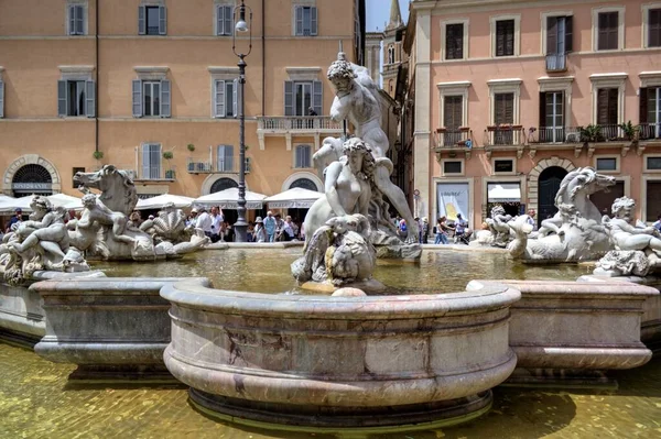 Rome Beautiful Piazza Navona Italy Retro Vintage Antique — 스톡 사진