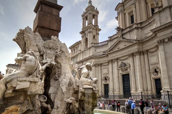 Rome Beautiful Piazza Navona Italy Retro Vintage Antique — 图库照片