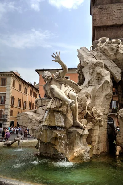 Rome Beautiful Piazza Navona Italy Retro Vintage Antique — 스톡 사진