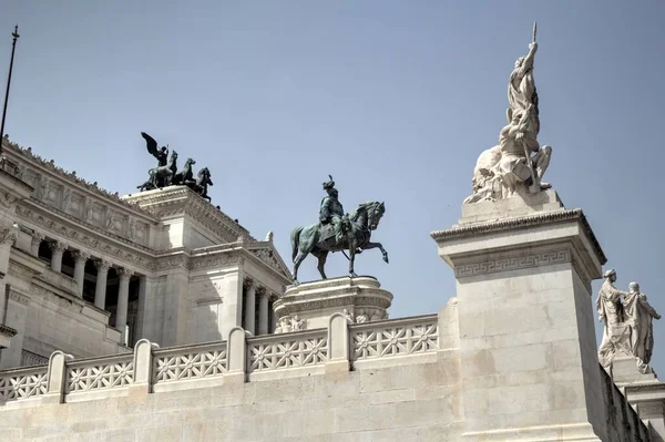 View Monument Victor Emmanuel Venezia Squara Sunrise Rome Italy — ストック写真