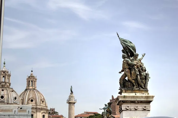 View Monument Victor Emmanuel Venezia Squara Sunrise Rome Italy — 스톡 사진