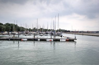 Venedik tekneleri liman, gemiler, İtalya, antika retro