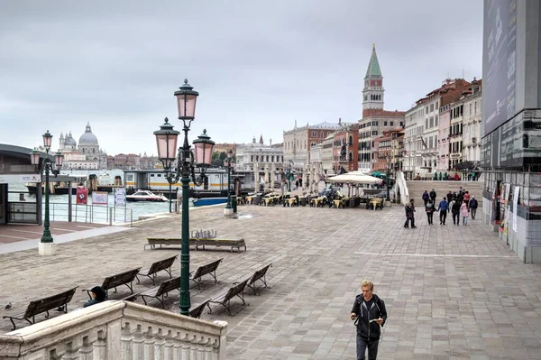 Сан Марко Дворцовый Дуэт Закате Венеции Италия — стоковое фото