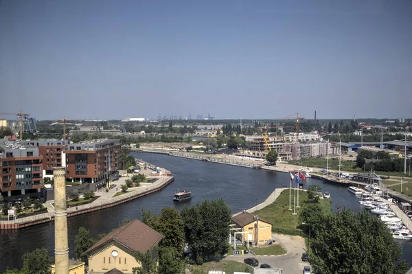 Vue Aérienne Sur Vieille Ville Gdansk Soir — Photo