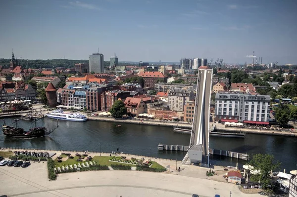 Vista Aérea Del Casco Antiguo Gdansk Por Noche — Foto de Stock