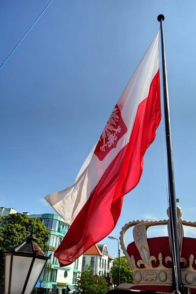 Polonia Ondeando Bandera Cielo — Foto de Stock