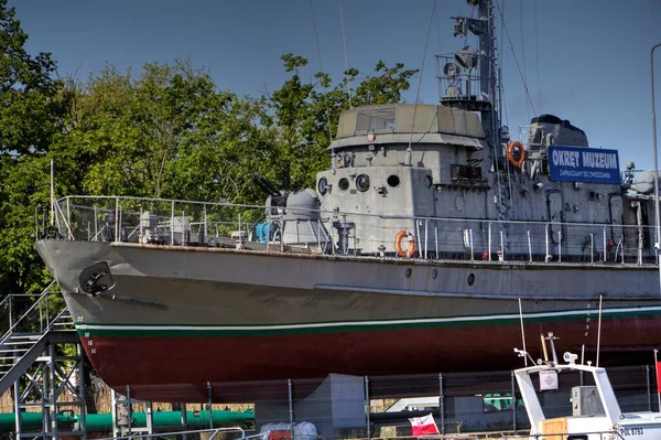 Zeilboten Opgeborgen Jachthaven Kolobrzeg Vintage Retro Fotografie — Stockfoto