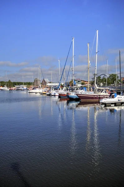 Zeilboten Opgeborgen Jachthaven Kolobrzeg Vintage Retro Fotografie — Stockfoto