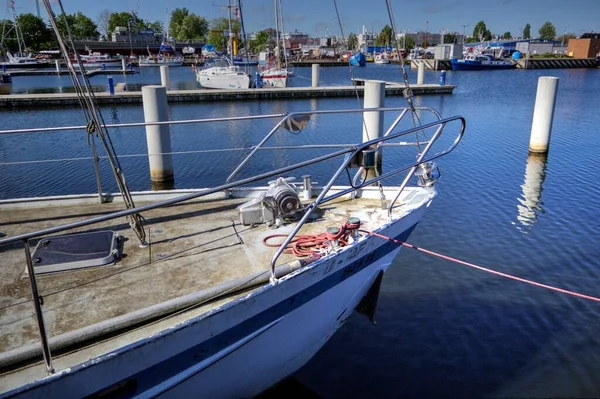 Barche Vela Stivati Porto Turistico Kolobrzeg Vintage Retrò Fotografia — Foto Stock