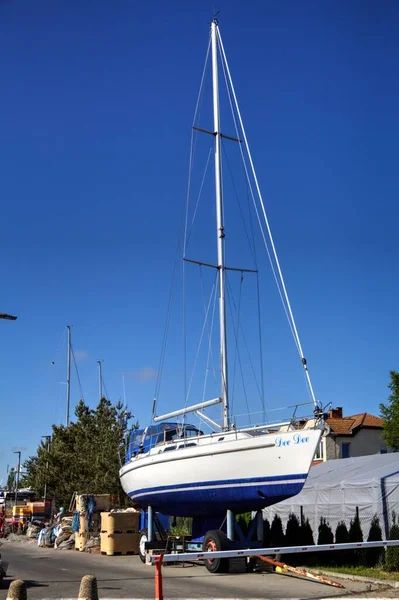 Sailing Boats Stowed Marina Kolobrzeg Vintage Retro Photography — Stock Photo, Image