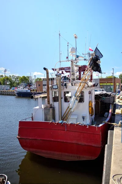 Segelboote Der Marina Kolobrzeg Oldtimer Retro Fotografie Verstaut — Stockfoto