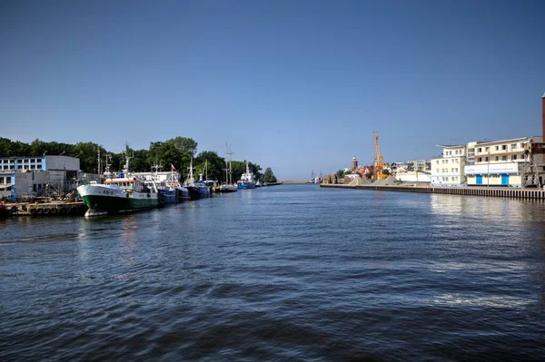 Kolobrzeg Barcos Vela Estibados Muelle Arte Del Puerto Ilustración Vintage — Foto de Stock