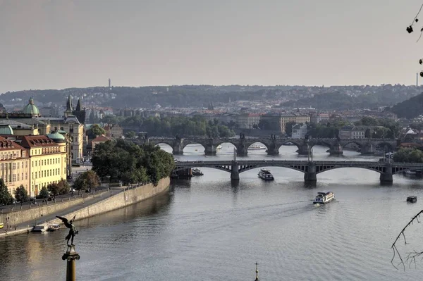 Castelo Praga Hradcany Com Rio Vltava República Checa — Fotografia de Stock