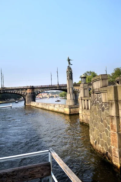 Praga Río Paisaje Urbano República Checa — Foto de Stock