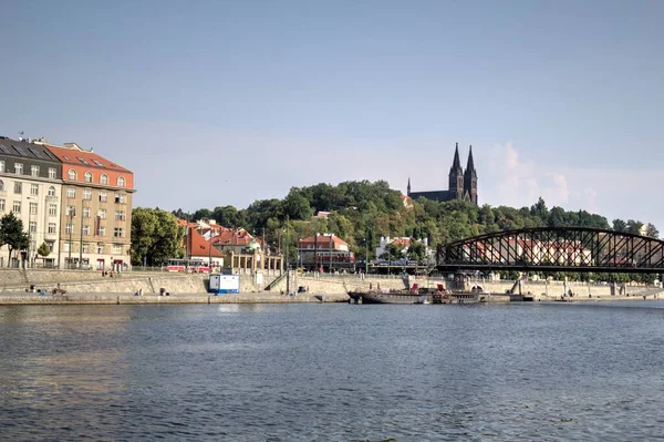 Praga Río Paisaje Urbano República Checa — Foto de Stock