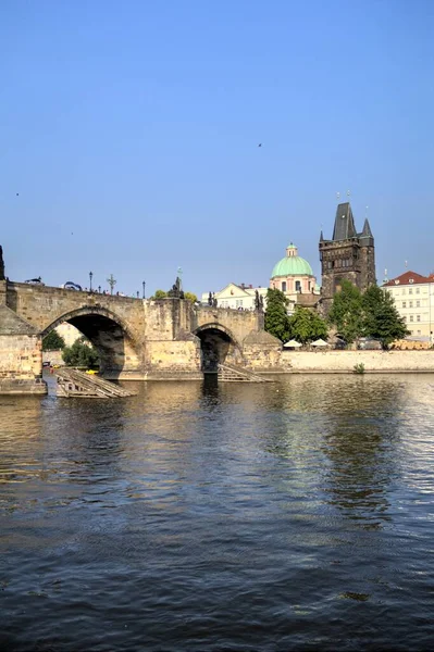 Praga Río Paisaje Urbano República Checa — Foto de Stock