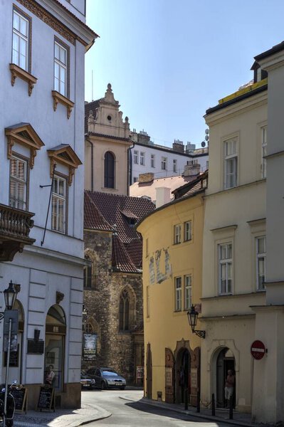 Old street in Prague, retro vintage antique