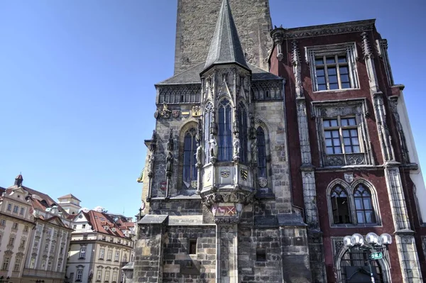 Der Turm Des Rathauses Auf Dem Altstädter Ring Prag Tschechien — Stockfoto