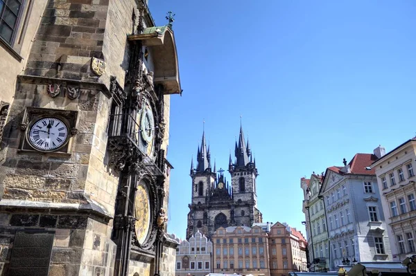 Башня Ратуши Староместской Площади Праге Чехия Европа — стоковое фото