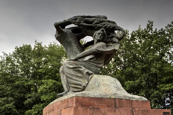 Monumento Frederic Chopin Varsavia Parco Lazienki Polonia — Foto Stock