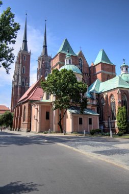 Polonya, Wroclaw, Ostrow Tumski Katedrali 'ndeki eski şehir manzaralı