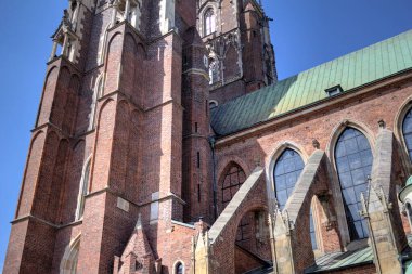 Polonya, Wroclaw, Ostrow Tumski Katedrali 'ndeki eski şehir manzaralı