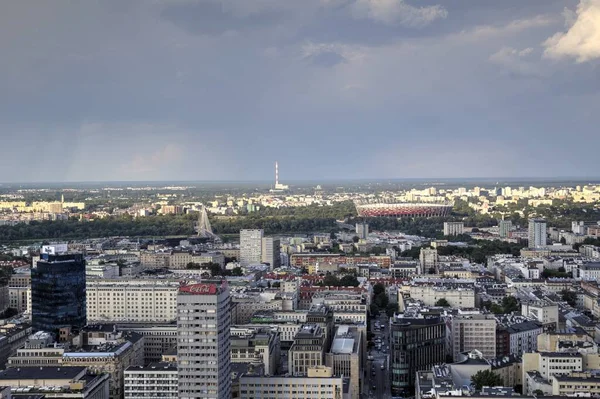 Warszawa Skyscrapers Air View Poland — стокове фото