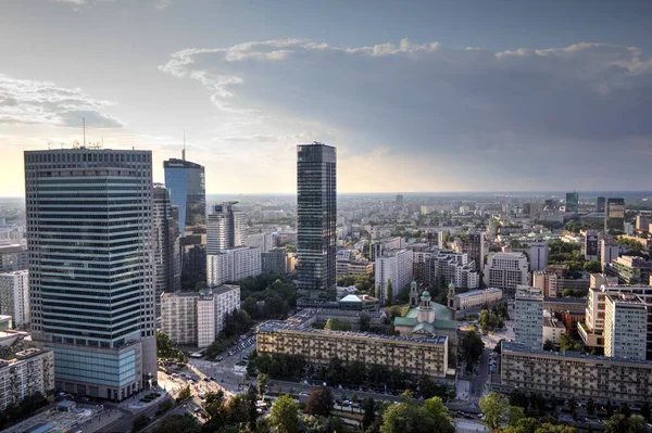 Arranha Céus Warszawa Vista Aérea Polônia — Fotografia de Stock