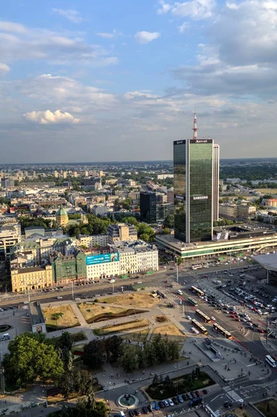 Arranha Céus Warszawa Vista Aérea Polônia — Fotografia de Stock