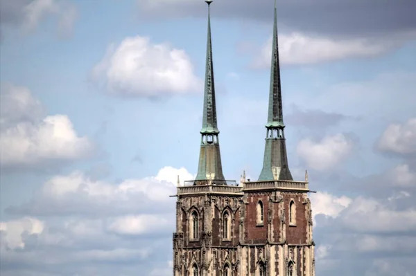 Lengyelország Kilátás Régi Város Wroclaw Ostrow Tumski Katedrális — Stock Fotó