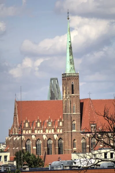 Polonia Veduta Sulla Città Vecchia Breslavia Cattedrale Ostrow Tumski — Foto Stock