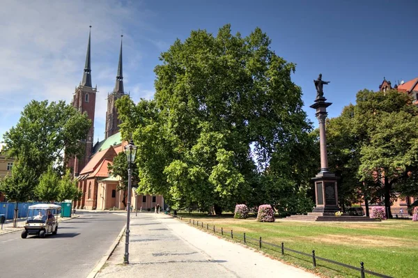 Polonya Wroclaw Ostrow Tumski Katedrali Ndeki Eski Şehir Manzaralı — Stok fotoğraf