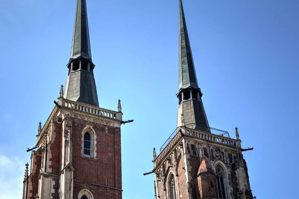 Pologne Vue Sur Vieille Ville Wroclaw Cathédrale Ostrow Tumski — Photo