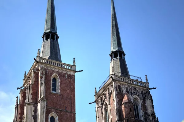 Polónia Vista Para Cidade Velha Wroclaw Catedral Ostrow Tumski — Fotografia de Stock