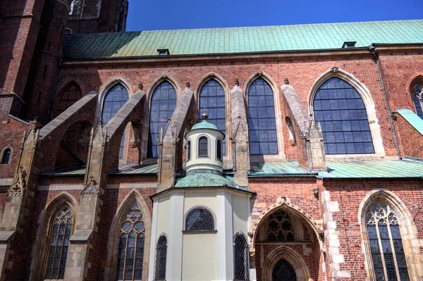 Polen Blik Oude Stad Wroclaw Ostrow Tumski Kathedraal — Stockfoto